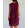 imageBTFBM Women Hollow Out Circle Embroidered Short Dresses Summer Casual Sleeveless Vacation Party Cocktail Tank DressWine Red