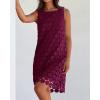 imageBTFBM Women Hollow Out Circle Embroidered Short Dresses Summer Casual Sleeveless Vacation Party Cocktail Tank DressWine Red