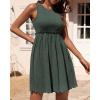 imageBTFBM Women Sleeveless Summer Dress 2025 Crewneck Ribbed Knit Ruffle Swing Button Down Beach Sun Mini Tank Short DressesArmy Green