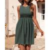 imageBTFBM Women Sleeveless Summer Dress 2025 Crewneck Ribbed Knit Ruffle Swing Button Down Beach Sun Mini Tank Short DressesArmy Green