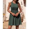 imageBTFBM Women Sleeveless Summer Dress 2025 Crewneck Ribbed Knit Ruffle Swing Button Down Beach Sun Mini Tank Short DressesArmy Green