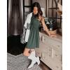 imageBTFBM Women Sleeveless Summer Dress 2025 Crewneck Ribbed Knit Ruffle Swing Button Down Beach Sun Mini Tank Short DressesArmy Green