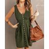 imageBTFBM Women Sleeveless Summer Dress 2025 Crewneck Ribbed Knit Ruffle Swing Button Down Beach Sun Mini Tank Short DressesButtons Army Green