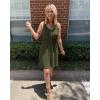 imageBTFBM Women Sleeveless Summer Dress 2025 Crewneck Ribbed Knit Ruffle Swing Button Down Beach Sun Mini Tank Short DressesButtons Army Green