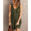 imageBTFBM Women Sleeveless Summer Dress 2025 Crewneck Ribbed Knit Ruffle Swing Button Down Beach Sun Mini Tank Short DressesButtons Army Green