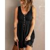 imageBTFBM Women Sleeveless Summer Dress 2025 Crewneck Ribbed Knit Ruffle Swing Button Down Beach Sun Mini Tank Short DressesButtons Black