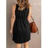 imageBTFBM Women Sleeveless Summer Dress 2025 Crewneck Ribbed Knit Ruffle Swing Button Down Beach Sun Mini Tank Short DressesButtons Black