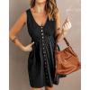 imageBTFBM Women Sleeveless Summer Dress 2025 Crewneck Ribbed Knit Ruffle Swing Button Down Beach Sun Mini Tank Short DressesButtons Black