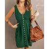 imageBTFBM Women Sleeveless Summer Dress 2025 Crewneck Ribbed Knit Ruffle Swing Button Down Beach Sun Mini Tank Short DressesButtons Dark Green