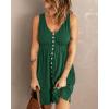 imageBTFBM Women Sleeveless Summer Dress 2025 Crewneck Ribbed Knit Ruffle Swing Button Down Beach Sun Mini Tank Short DressesButtons Dark Green