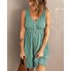 imageBTFBM Women Sleeveless Summer Dress 2025 Crewneck Ribbed Knit Ruffle Swing Button Down Beach Sun Mini Tank Short DressesButtons Fruit Green