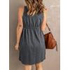 imageBTFBM Women Sleeveless Summer Dress 2025 Crewneck Ribbed Knit Ruffle Swing Button Down Beach Sun Mini Tank Short DressesButtons Grey