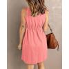 imageBTFBM Women Sleeveless Summer Dress 2025 Crewneck Ribbed Knit Ruffle Swing Button Down Beach Sun Mini Tank Short DressesButtons Light Pink