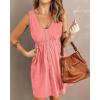 imageBTFBM Women Sleeveless Summer Dress 2025 Crewneck Ribbed Knit Ruffle Swing Button Down Beach Sun Mini Tank Short DressesButtons Light Pink