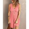 imageBTFBM Women Sleeveless Summer Dress 2025 Crewneck Ribbed Knit Ruffle Swing Button Down Beach Sun Mini Tank Short DressesButtons Light Pink