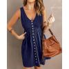 imageBTFBM Women Sleeveless Summer Dress 2025 Crewneck Ribbed Knit Ruffle Swing Button Down Beach Sun Mini Tank Short DressesButtons Navy
