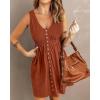 imageBTFBM Women Sleeveless Summer Dress 2025 Crewneck Ribbed Knit Ruffle Swing Button Down Beach Sun Mini Tank Short DressesButtons Orange Red
