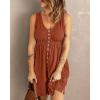 imageBTFBM Women Sleeveless Summer Dress 2025 Crewneck Ribbed Knit Ruffle Swing Button Down Beach Sun Mini Tank Short DressesButtons Orange Red