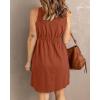 imageBTFBM Women Sleeveless Summer Dress 2025 Crewneck Ribbed Knit Ruffle Swing Button Down Beach Sun Mini Tank Short DressesButtons Orange Red