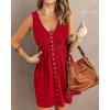 imageBTFBM Women Sleeveless Summer Dress 2025 Crewneck Ribbed Knit Ruffle Swing Button Down Beach Sun Mini Tank Short DressesButtons Red