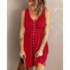 imageBTFBM Women Sleeveless Summer Dress 2025 Crewneck Ribbed Knit Ruffle Swing Button Down Beach Sun Mini Tank Short DressesButtons Red