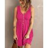 imageBTFBM Women Sleeveless Summer Dress 2025 Crewneck Ribbed Knit Ruffle Swing Button Down Beach Sun Mini Tank Short DressesButtons Rose Red