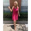 imageBTFBM Women Sleeveless Summer Dress 2025 Crewneck Ribbed Knit Ruffle Swing Button Down Beach Sun Mini Tank Short DressesButtons Rose Red