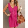imageBTFBM Women Sleeveless Summer Dress 2025 Crewneck Ribbed Knit Ruffle Swing Button Down Beach Sun Mini Tank Short DressesButtons Rose Red