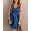 imageBTFBM Women Sleeveless Summer Dress 2025 Crewneck Ribbed Knit Ruffle Swing Button Down Beach Sun Mini Tank Short DressesButtons Royal Blue
