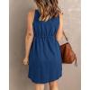imageBTFBM Women Sleeveless Summer Dress 2025 Crewneck Ribbed Knit Ruffle Swing Button Down Beach Sun Mini Tank Short DressesButtons Royal Blue