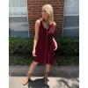 imageBTFBM Women Sleeveless Summer Dress 2025 Crewneck Ribbed Knit Ruffle Swing Button Down Beach Sun Mini Tank Short DressesButtons Wine Red