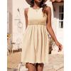 imageBTFBM Women Sleeveless Summer Dress 2025 Crewneck Ribbed Knit Ruffle Swing Button Down Beach Sun Mini Tank Short DressesSolid Apricot