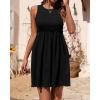 imageBTFBM Women Sleeveless Summer Dress 2025 Crewneck Ribbed Knit Ruffle Swing Button Down Beach Sun Mini Tank Short DressesSolid Black