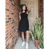 imageBTFBM Women Sleeveless Summer Dress 2025 Crewneck Ribbed Knit Ruffle Swing Button Down Beach Sun Mini Tank Short DressesSolid Black