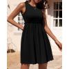 imageBTFBM Women Sleeveless Summer Dress 2025 Crewneck Ribbed Knit Ruffle Swing Button Down Beach Sun Mini Tank Short DressesSolid Black
