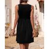 imageBTFBM Women Sleeveless Summer Dress 2025 Crewneck Ribbed Knit Ruffle Swing Button Down Beach Sun Mini Tank Short DressesSolid Black