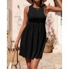 imageBTFBM Women Sleeveless Summer Dress 2025 Crewneck Ribbed Knit Ruffle Swing Button Down Beach Sun Mini Tank Short DressesSolid Black