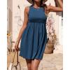 imageBTFBM Women Sleeveless Summer Dress 2025 Crewneck Ribbed Knit Ruffle Swing Button Down Beach Sun Mini Tank Short DressesSolid Blue