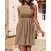 imageBTFBM Women Sleeveless Summer Dress 2025 Crewneck Ribbed Knit Ruffle Swing Button Down Beach Sun Mini Tank Short DressesSolid Coffee