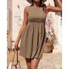 imageBTFBM Women Sleeveless Summer Dress 2025 Crewneck Ribbed Knit Ruffle Swing Button Down Beach Sun Mini Tank Short DressesSolid Coffee
