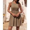 imageBTFBM Women Sleeveless Summer Dress 2025 Crewneck Ribbed Knit Ruffle Swing Button Down Beach Sun Mini Tank Short DressesSolid Coffee