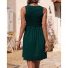 imageBTFBM Women Sleeveless Summer Dress 2025 Crewneck Ribbed Knit Ruffle Swing Button Down Beach Sun Mini Tank Short DressesSolid Dark Green