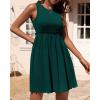 imageBTFBM Women Sleeveless Summer Dress 2025 Crewneck Ribbed Knit Ruffle Swing Button Down Beach Sun Mini Tank Short DressesSolid Dark Green