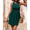 imageBTFBM Women Sleeveless Summer Dress 2025 Crewneck Ribbed Knit Ruffle Swing Button Down Beach Sun Mini Tank Short DressesSolid Dark Green