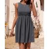 imageBTFBM Women Sleeveless Summer Dress 2025 Crewneck Ribbed Knit Ruffle Swing Button Down Beach Sun Mini Tank Short DressesSolid Dark Grey