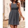 imageBTFBM Women Sleeveless Summer Dress 2025 Crewneck Ribbed Knit Ruffle Swing Button Down Beach Sun Mini Tank Short DressesSolid Dark Grey