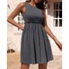 imageBTFBM Women Sleeveless Summer Dress 2025 Crewneck Ribbed Knit Ruffle Swing Button Down Beach Sun Mini Tank Short DressesSolid Dark Grey