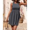 imageBTFBM Women Sleeveless Summer Dress 2025 Crewneck Ribbed Knit Ruffle Swing Button Down Beach Sun Mini Tank Short DressesSolid Dark Grey