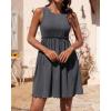 imageBTFBM Women Sleeveless Summer Dress 2025 Crewneck Ribbed Knit Ruffle Swing Button Down Beach Sun Mini Tank Short DressesSolid Dark Grey