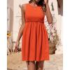 imageBTFBM Women Sleeveless Summer Dress 2025 Crewneck Ribbed Knit Ruffle Swing Button Down Beach Sun Mini Tank Short DressesSolid Orange